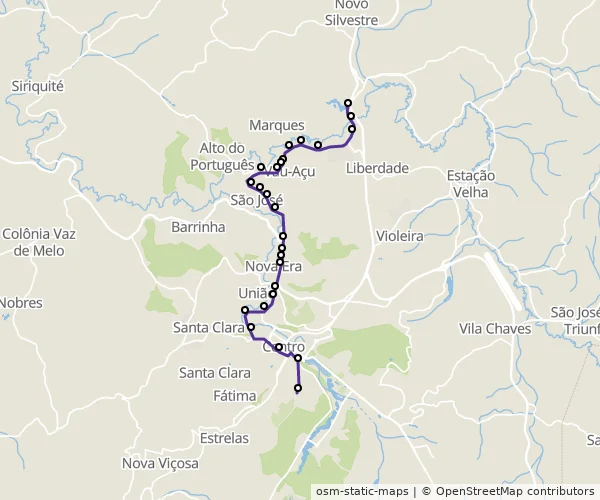 Mapa do itinerário da linha