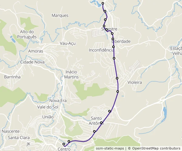 Mapa do itinerário da linha