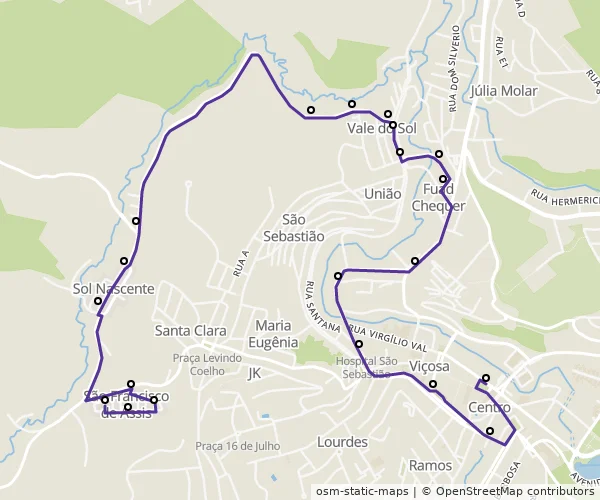 Mapa do itinerário da linha