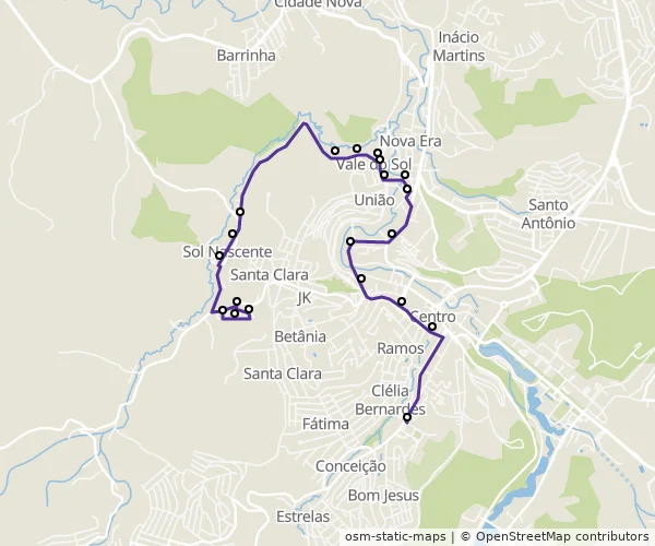 Mapa do itinerário da linha