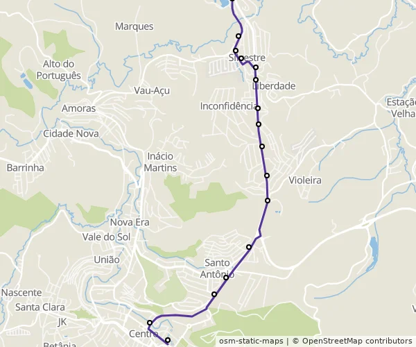 Mapa do itinerário da linha