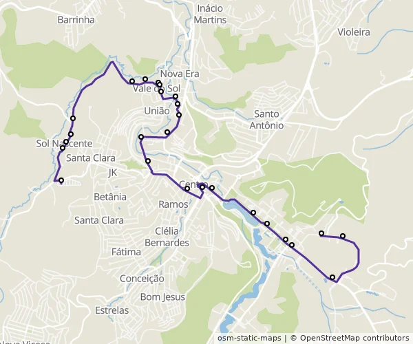 Mapa do itinerário da linha