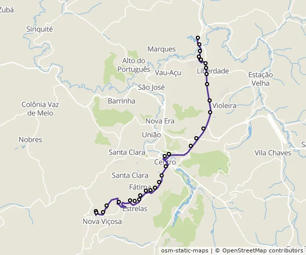 Mapa do itinerário da linha