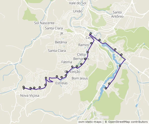 Mapa do itinerário da linha