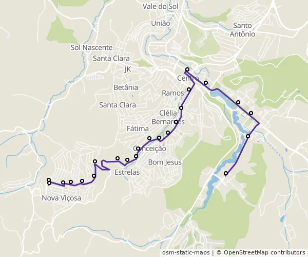 Mapa do itinerário da linha