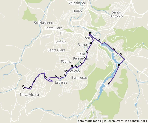 Mapa do itinerário da linha