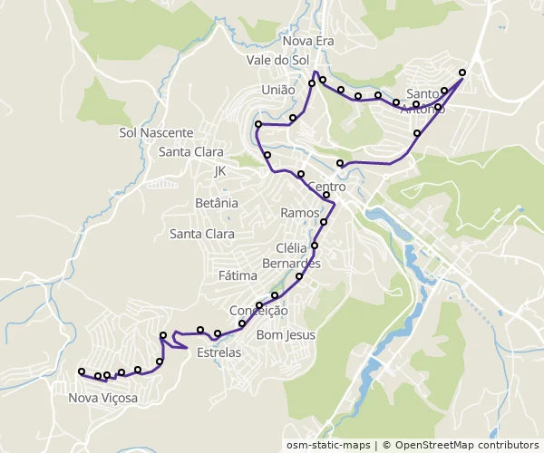 Mapa do itinerário da linha