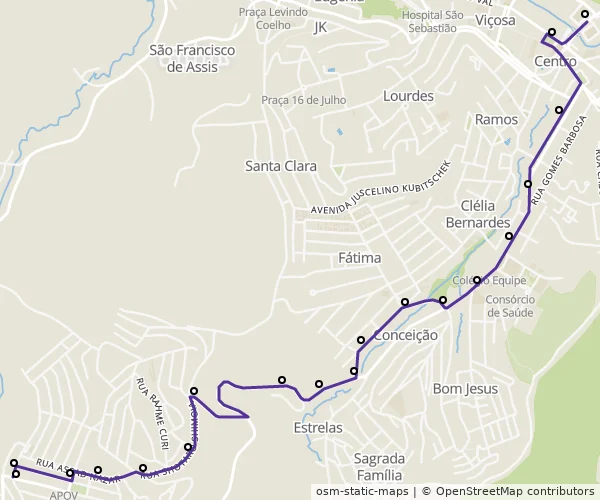 Mapa do itinerário da linha