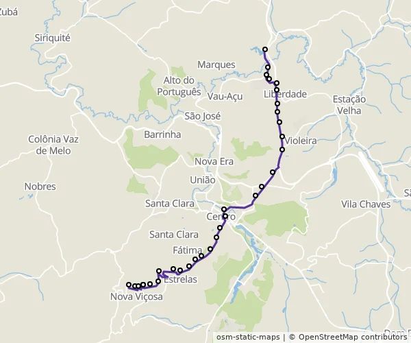 Mapa do itinerário da linha