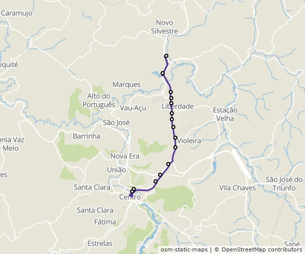 Mapa do itinerário da linha