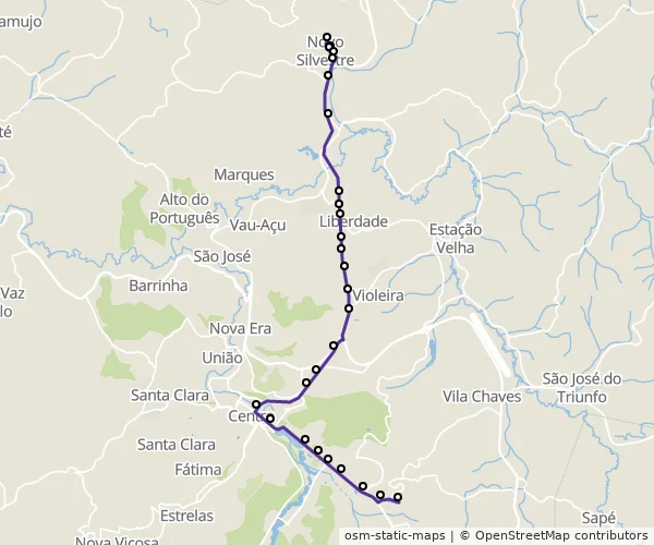 Mapa do itinerário da linha