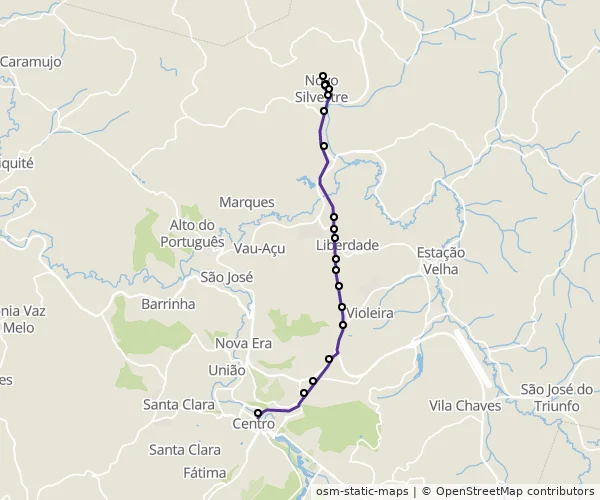 Mapa do itinerário da linha