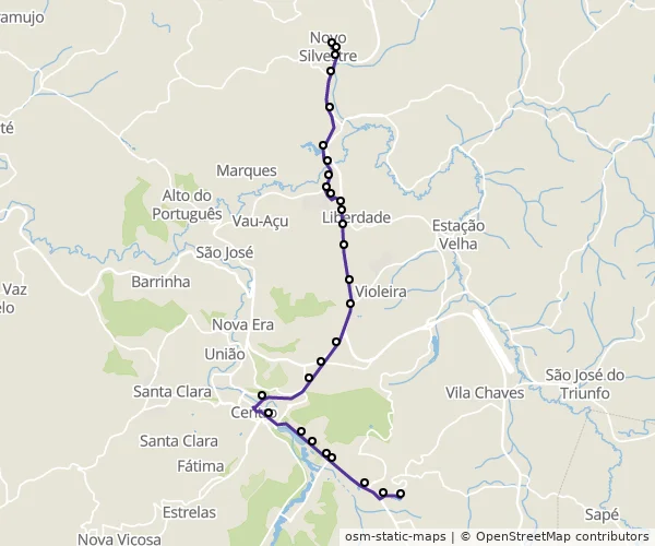 Mapa do itinerário da linha