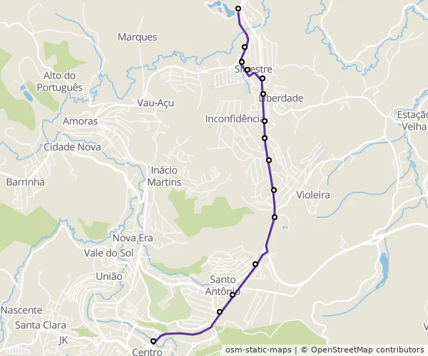 Mapa do itinerário da linha