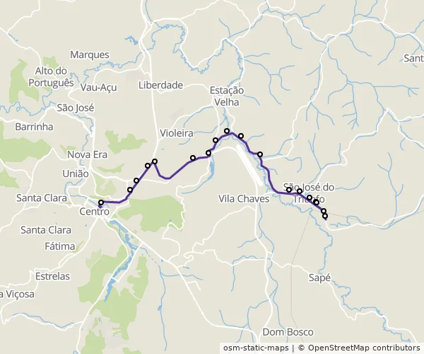 Mapa do itinerário da linha