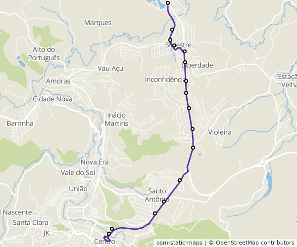 Mapa do itinerário da linha