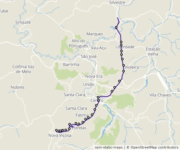 Mapa do itinerário da linha