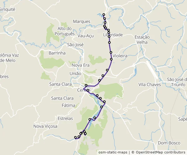 Mapa do itinerário da linha