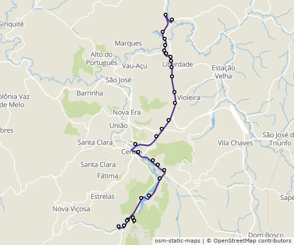 Mapa do itinerário da linha