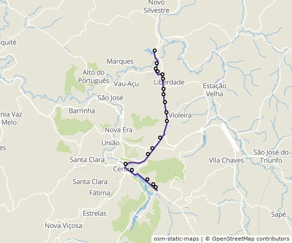 Mapa do itinerário da linha