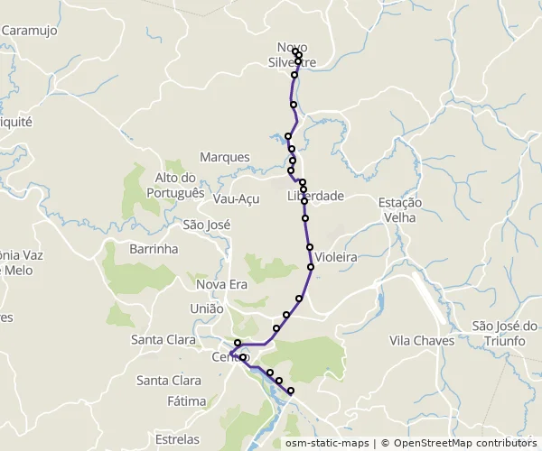 Mapa do itinerário da linha