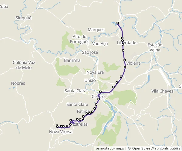 Mapa do itinerário da linha