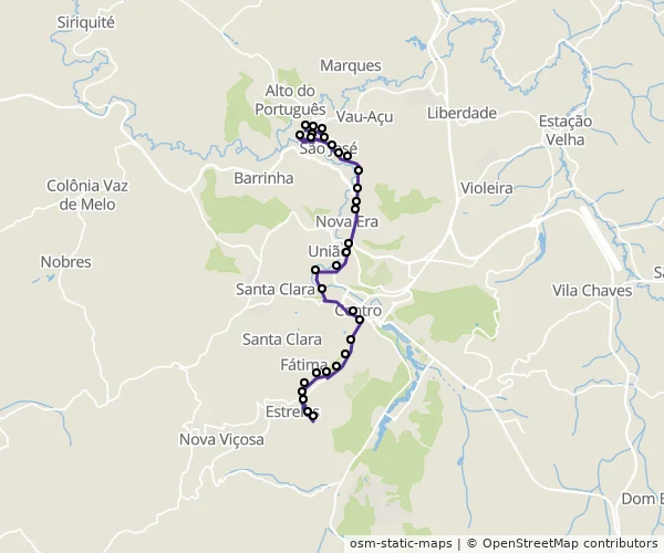 Mapa do itinerário da linha