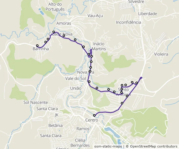 Mapa do itinerário da linha