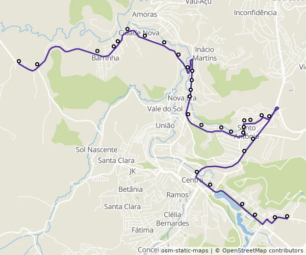 Mapa do itinerário da linha