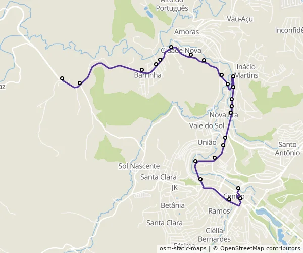 Mapa do itinerário da linha