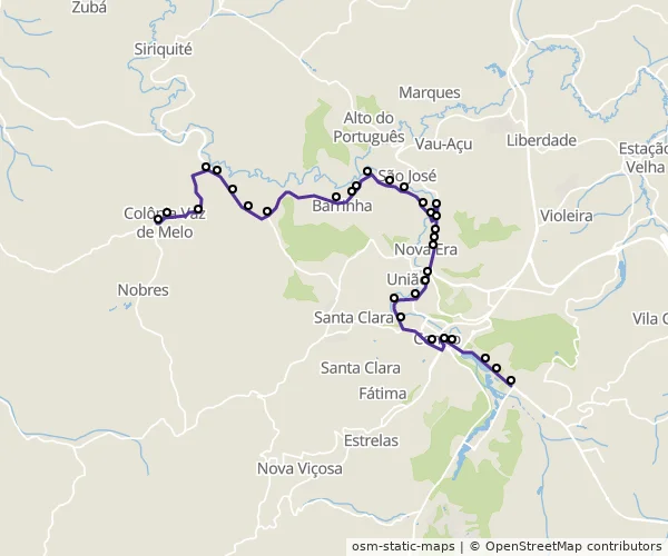 Mapa do itinerário da linha