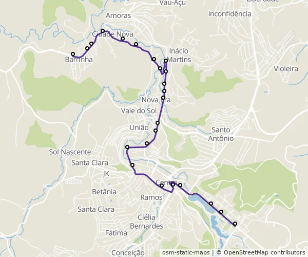 Mapa do itinerário da linha