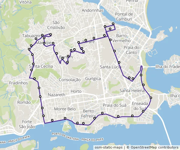 Mapa do itinerário da linha