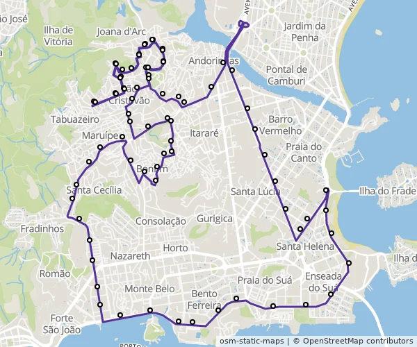 Mapa do itinerário da linha