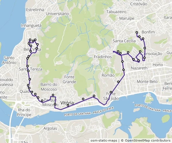 Mapa do itinerário da linha