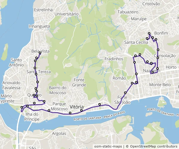 Mapa do itinerário da linha
