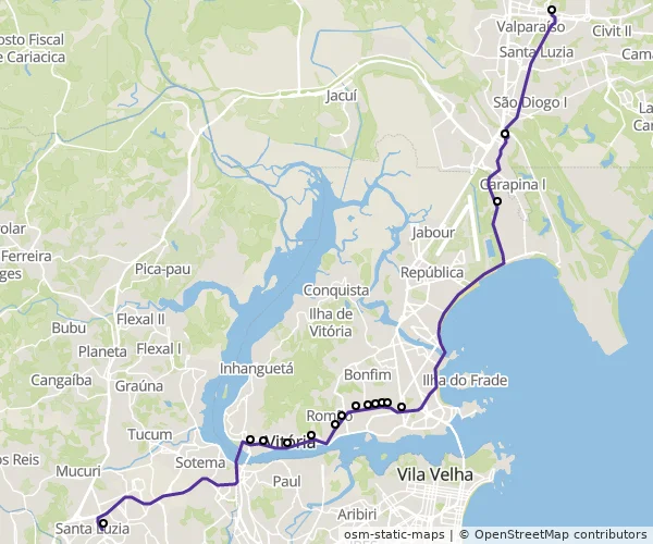 Mapa do itinerário da linha