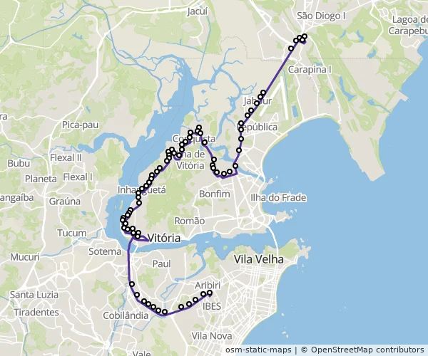 Mapa do itinerário da linha