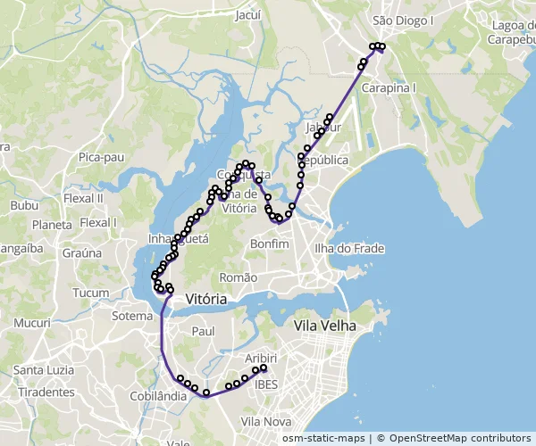 Mapa do itinerário da linha