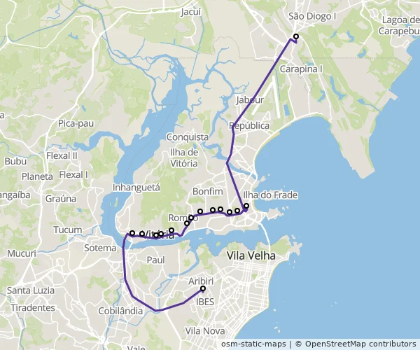 Mapa do itinerário da linha