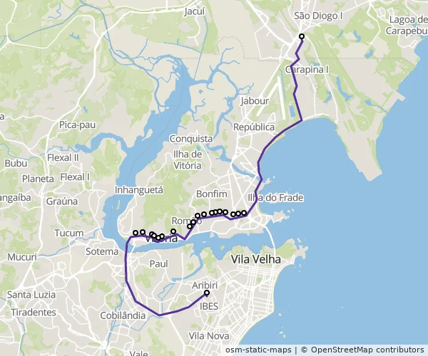 Mapa do itinerário da linha