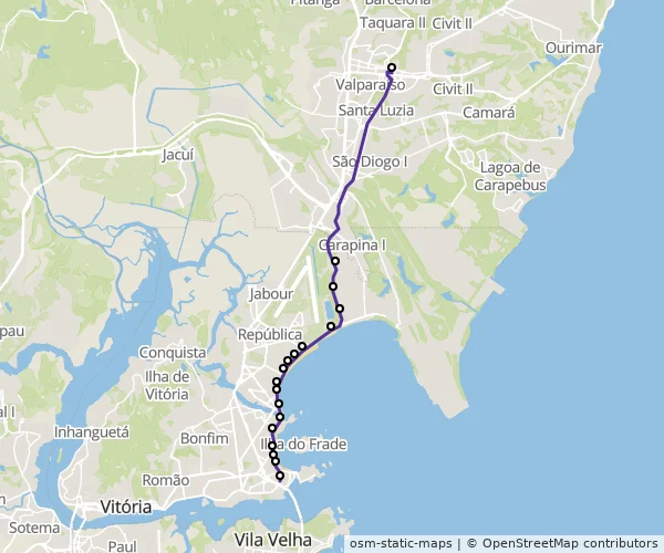 Mapa do itinerário da linha