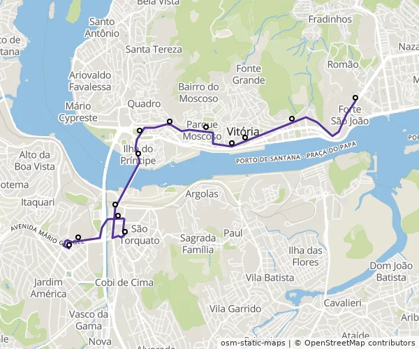 Mapa do itinerário da linha