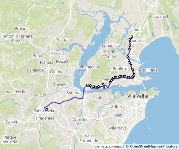 Mapa do itinerário da linha
