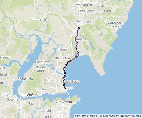 Mapa do itinerário da linha