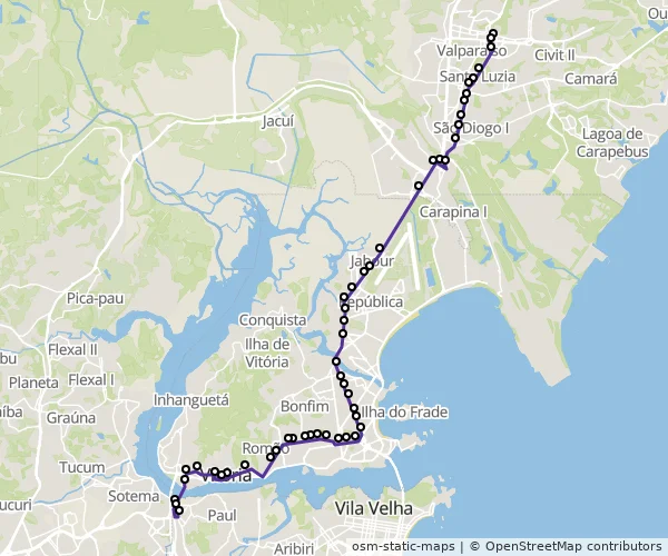 Mapa do itinerário da linha