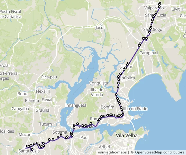 Mapa do itinerário da linha