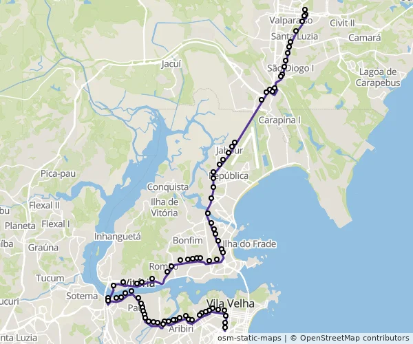 Mapa do itinerário da linha