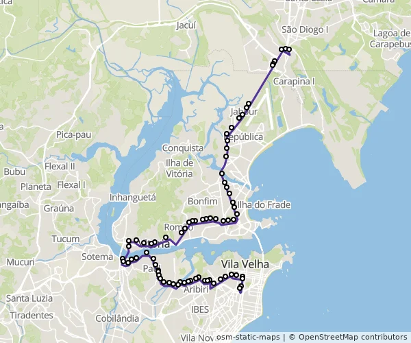Mapa do itinerário da linha