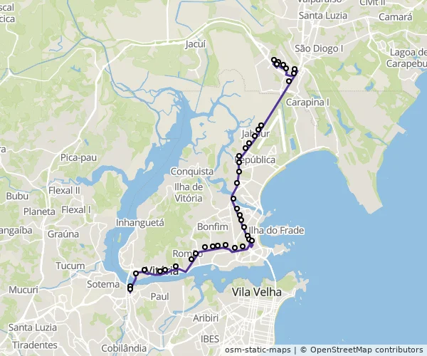 Mapa do itinerário da linha